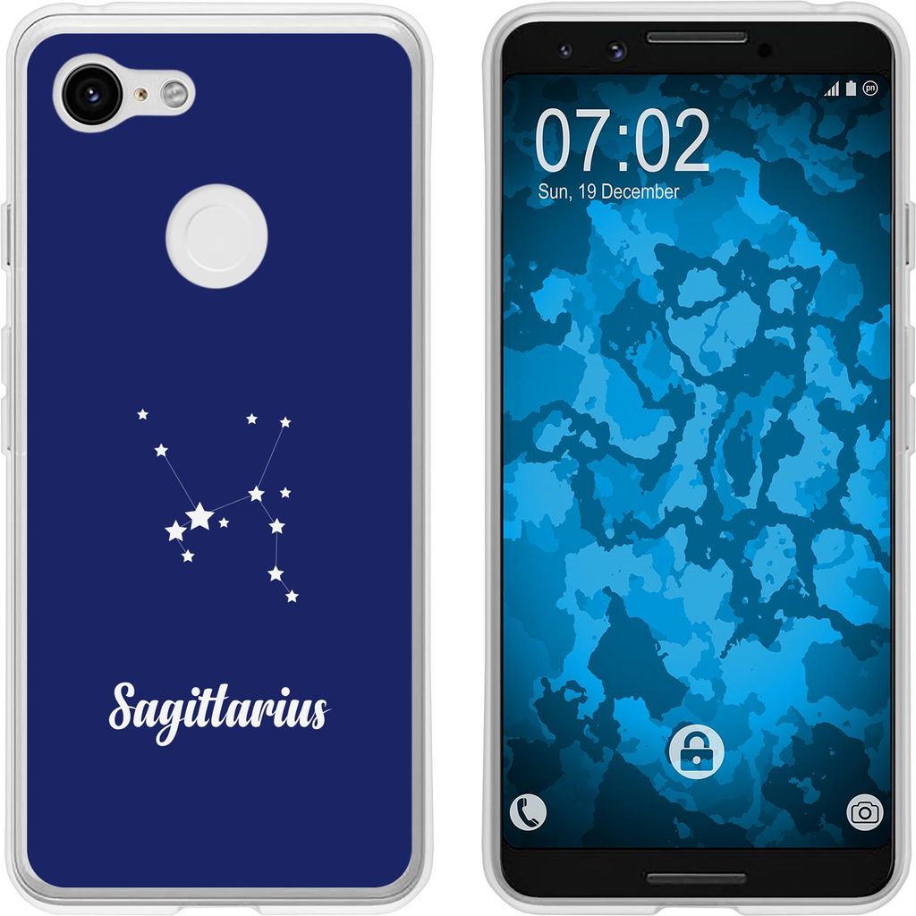 PhoneNatic Case kompatibel mit Google Pixel 3 Silikon-Hülle SternzeichenSagittarius M5