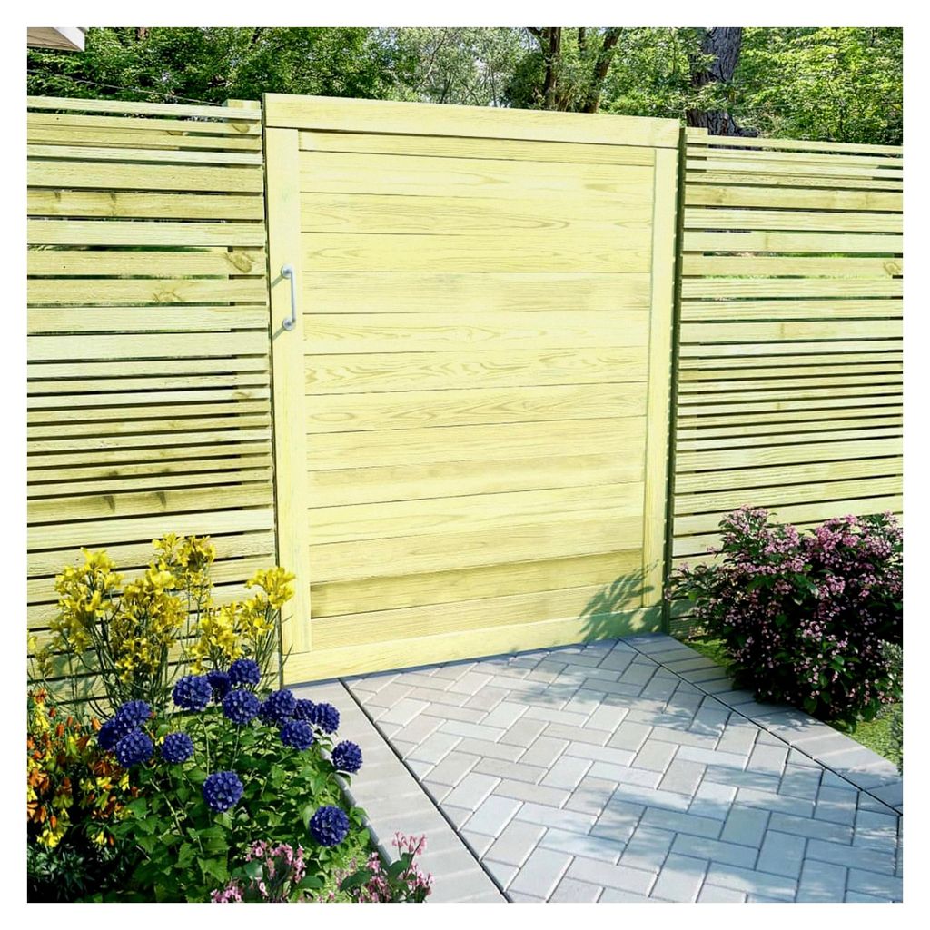 Gartentor aus imprägniertem Kiefernholz 125x100 cm, Sicherheitszauntor für Gartenzaun, Hoftor, Einfahrt, Grundstückssicherung