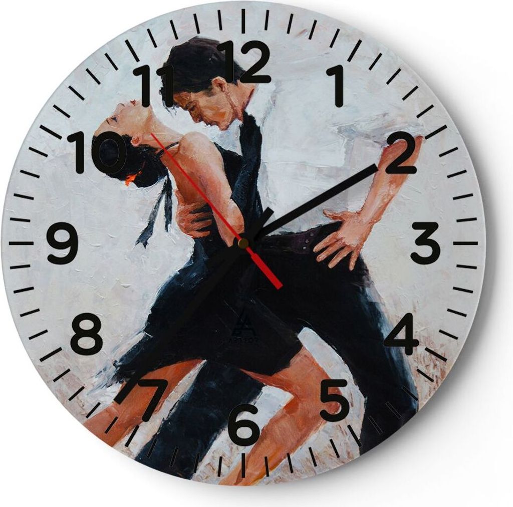 Wanduhr - Rund - Glasuhr - tanzen sie - 30x30cm - Schleichendes Uhrwerk - Lautlos - zum Aufhängen bereit - Dekoration Modern - Wanddekoration aus ...