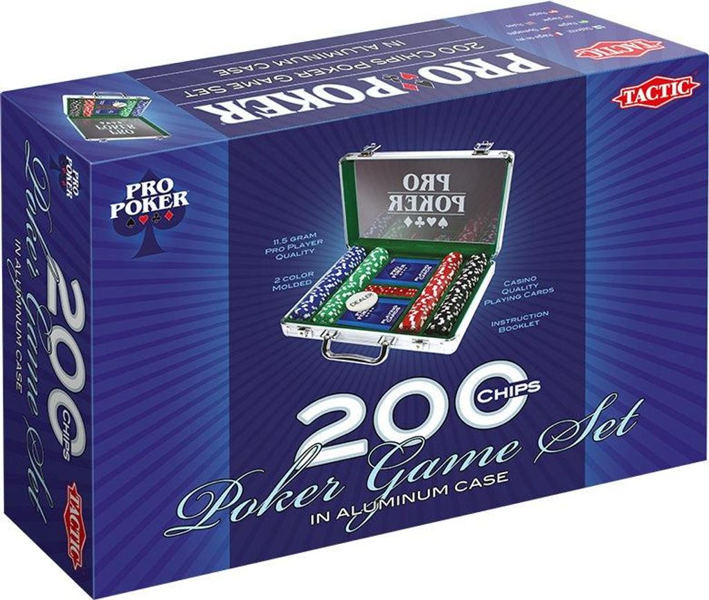 TACTIC Pokerset Pro Poker mit 200 Chips, 2 Kartendecks, 5 Würfeln im Aluminiumkoffer