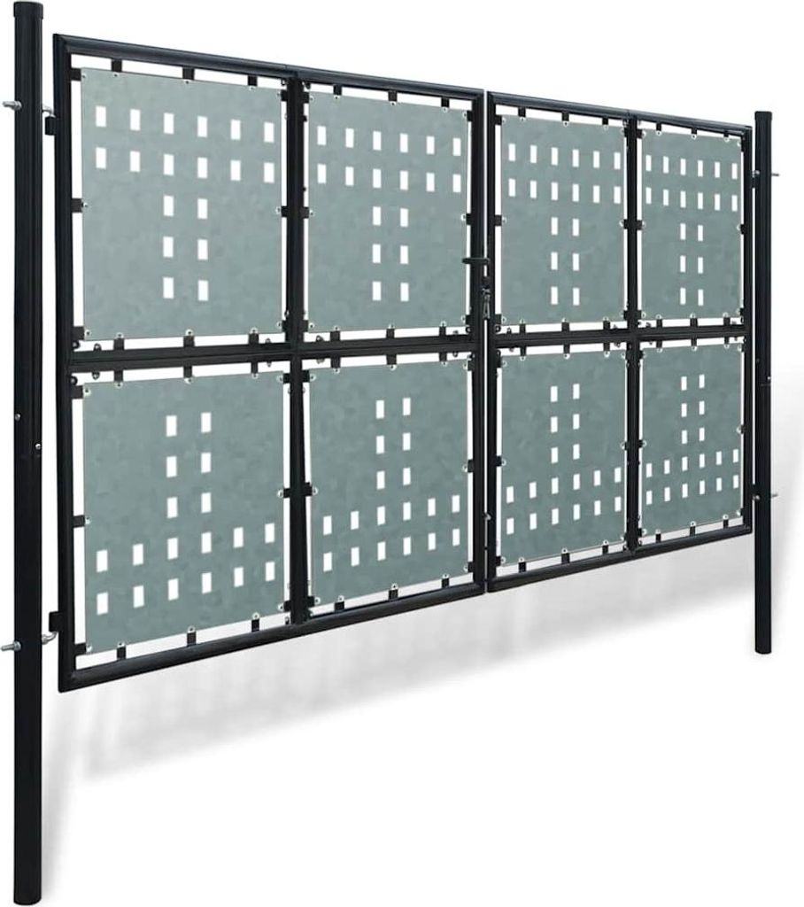 vidaXL Schwarzes Einzeltor für Zäune 300 x 150 cm