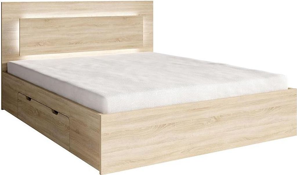 Doppelbett mit Schubladen 180x200 DUITAMA - Sonoma-Eiche + Produktbild 