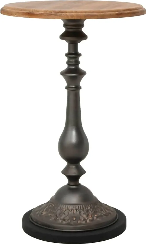 Table d'appoint robuste en bois massif brun 40 cm - Finition artisanale - 5