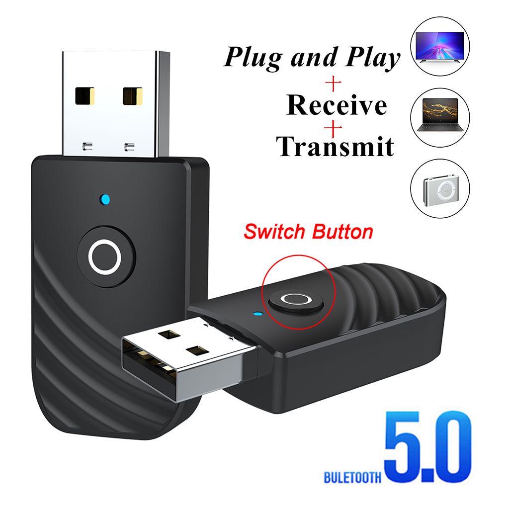 Bluetooth 5.0 Audio Sender Empfänger USB Adapter für TV Autolautsprecher Schwarz