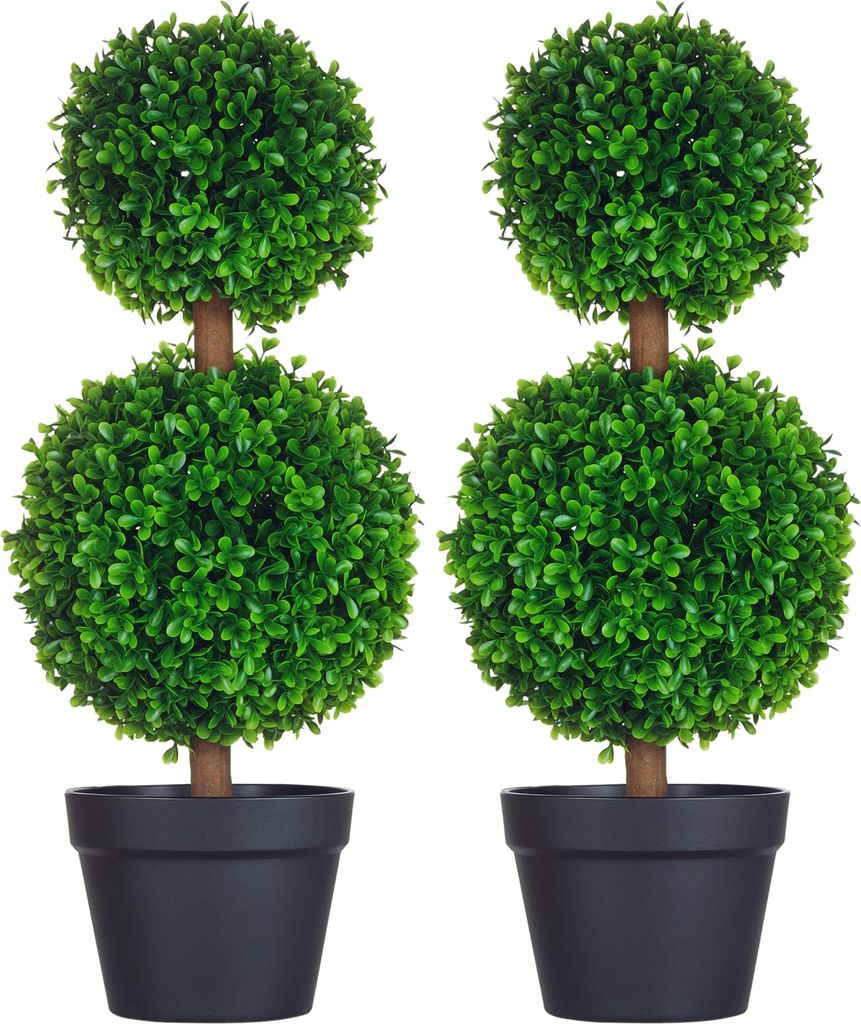 Zestaw 2 sztucznych bukszpanów HOMCOM, 60 cm, sztuczna Zdjęcie produktu 