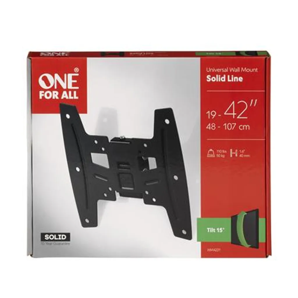 Support TV mural inclinable anti reflet One For All Solid WM 4221 noir
