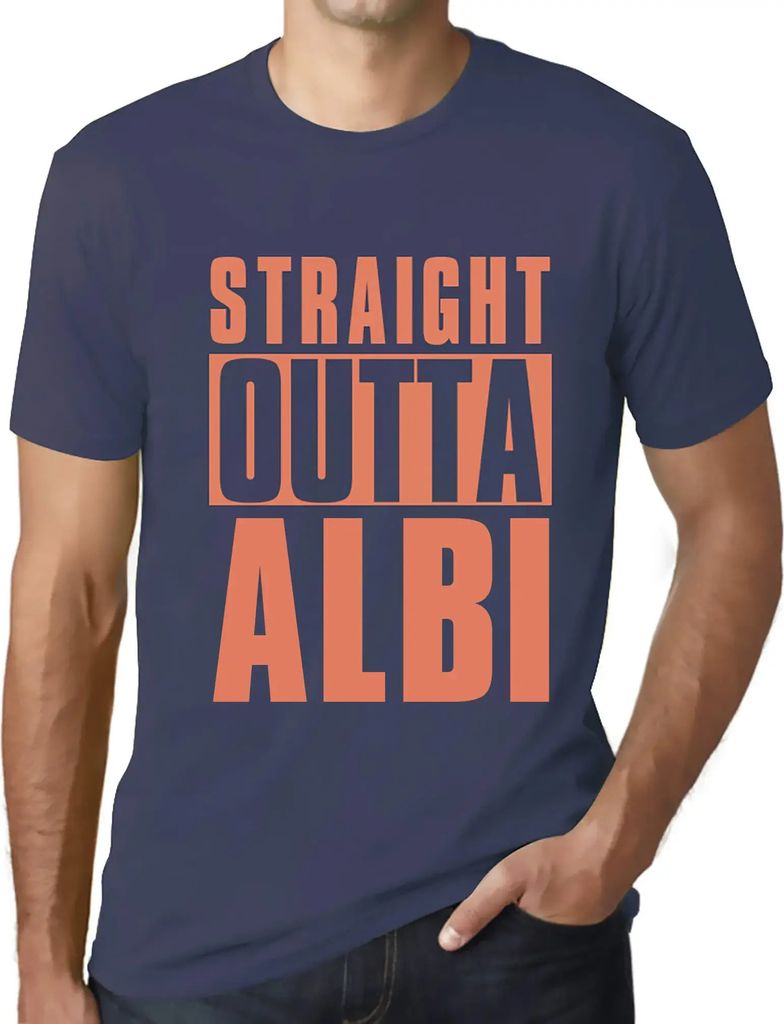 Herren Grafik T-Shirt Straight Outta Albi Öko-Verantwortlich Vintage Jahrgang Kurzarm Lustige Druck Geburtstag Geschenk Mann