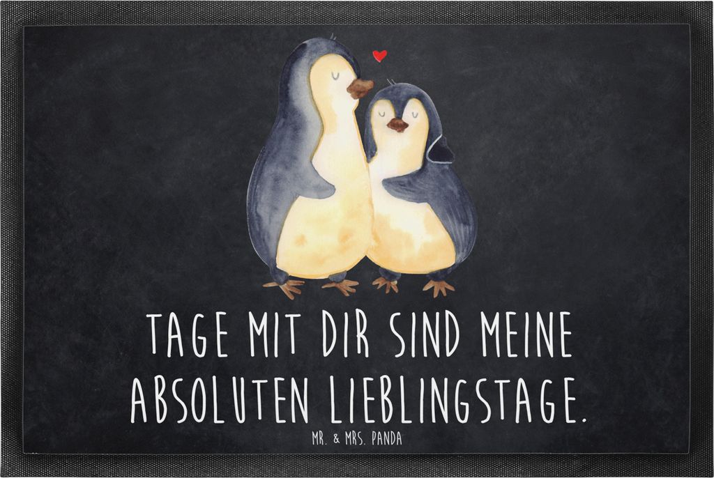 Mr. & Mrs. Panda fußmatte Pinguin umarmen 60 x 90 cm - Kreidetafel - Geschenk, Fußabtreter, Hochzeit, Paar, Schmutzmatte, Liebe, Hochzeitsgeschen...
