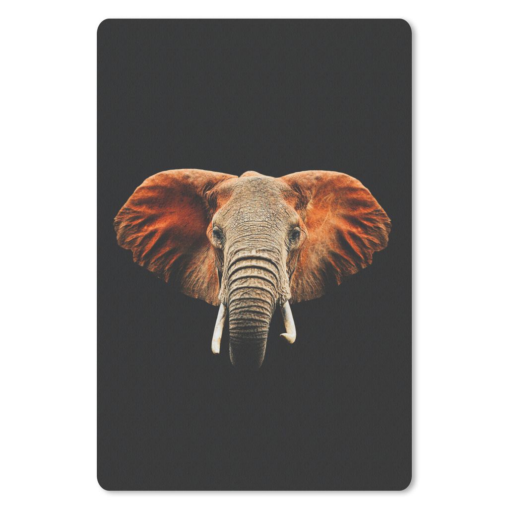 MuchoWow Mauspad Mousepad Elefant - Schwarz - Kopf 40x60 cm - Mousepads - Maus Mat - Pad - Mausunterlage - Schreibtisch Accesoire