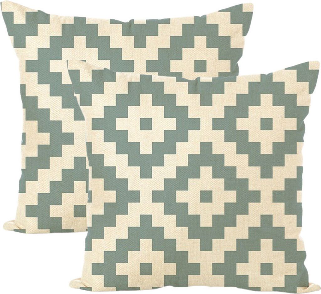 Kissenbezüge 45 Cm X 45 Cm, 2er-Set, Geometrischer Dekorativer Boho-Kissenbezug, Beige Leinen-Kissenbezug Für Sofa, Schlafzimmer, Zuhause, Terras...