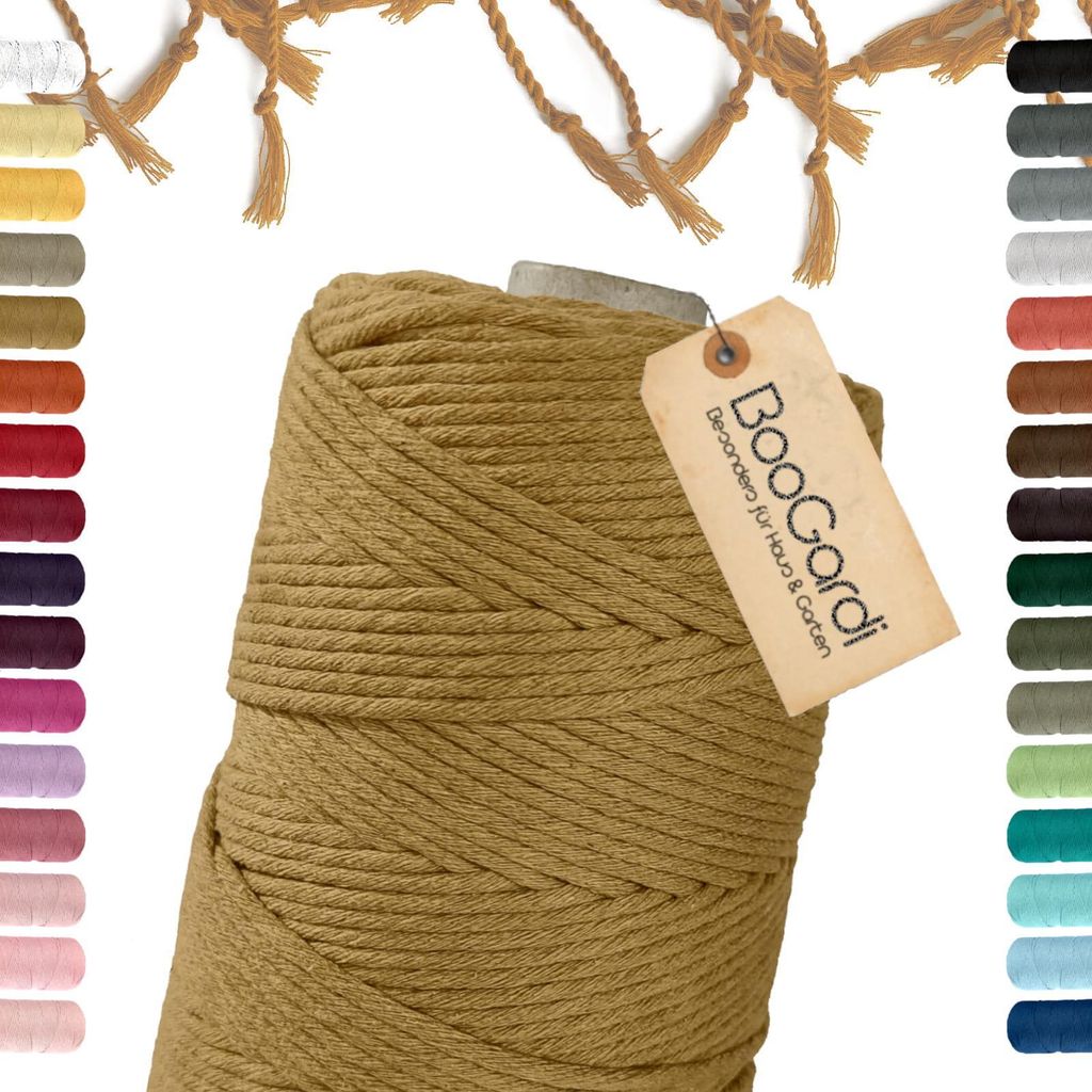 BOOGARDI Fil macramé · Jaune moutarde 3mm x 200m · corde Image du produit 