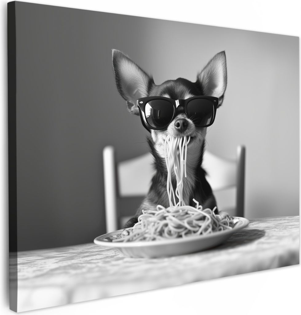 Leinwand Bilder 80x60 cm - Tiere, Komisch - Chihuahua, Wandbilder, Wanddeko Wohnzimmer, Bild