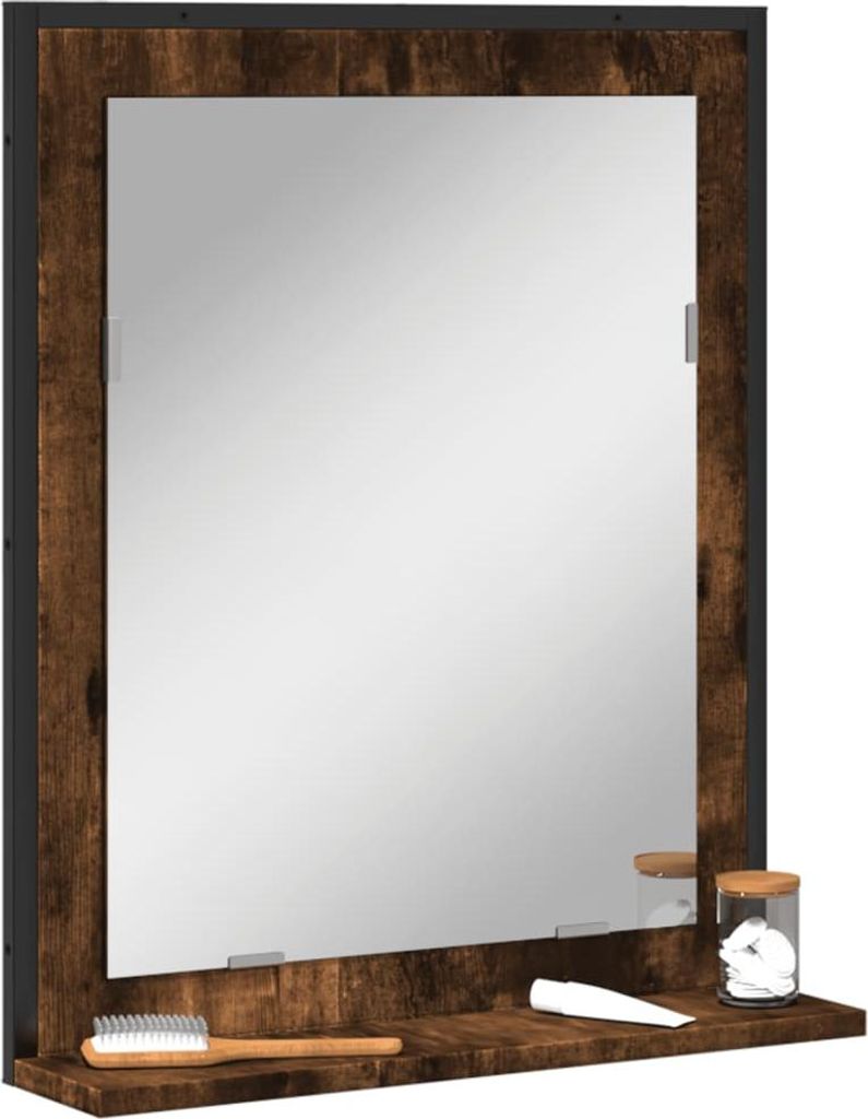 Lustro łazienkowe z półką dąb wędzony 50x12x60 cm materiał Zdjęcie produktu 
