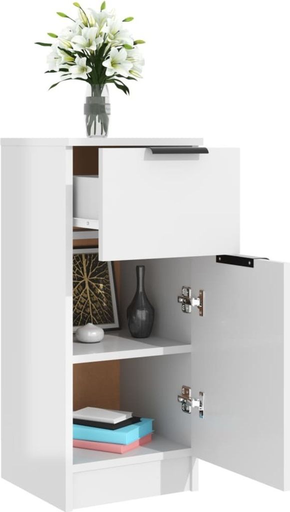 Kredens biały wysoki połysk 30x30x70 cm materiał Zdjęcie produktu 5