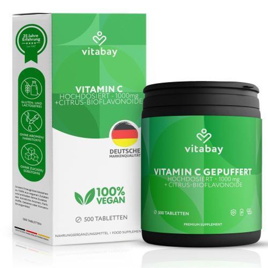 Vitamin C+Bioflavonoide 1000 mg vegan hochdosiert 500 St Produktbild 