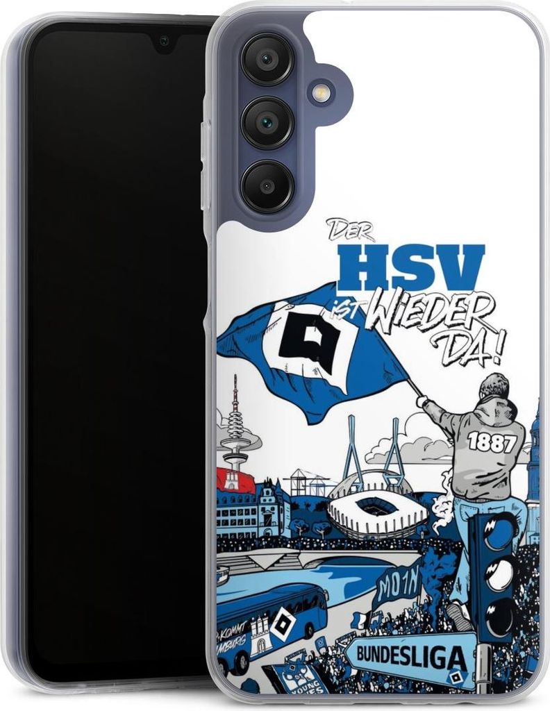DeinDesign Handyhülle für Samsung Galaxy A15 5G Silikon Hülle Case Smartphone Schutzhülle Aufstieg Hamburger SV Offizielles Lizenzprodukt