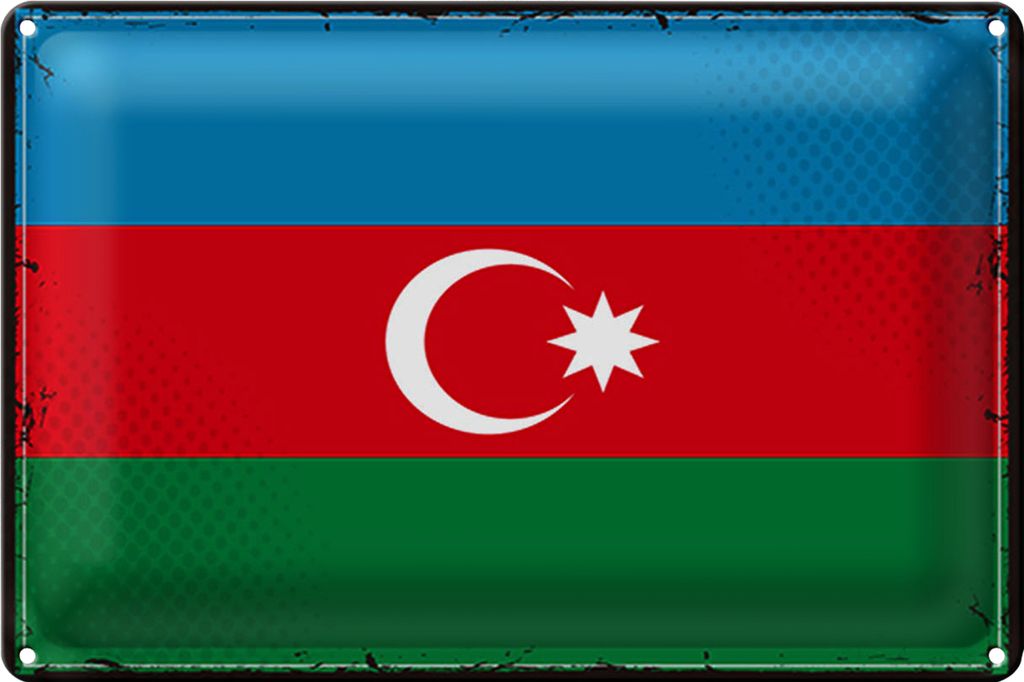 Blechschild Flagge Aserbaidschan 18x12cm Retro Azerbaijan
