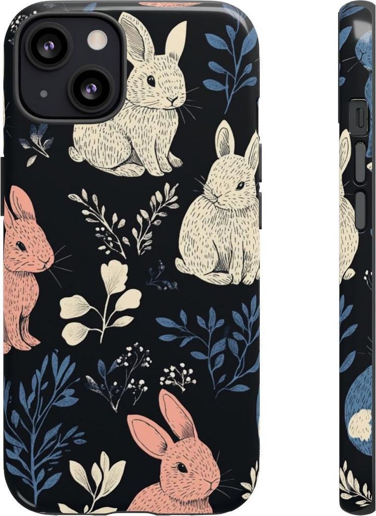 Bunte Hasen und Blätter – Hülle Kompatibel mit iPhone 13