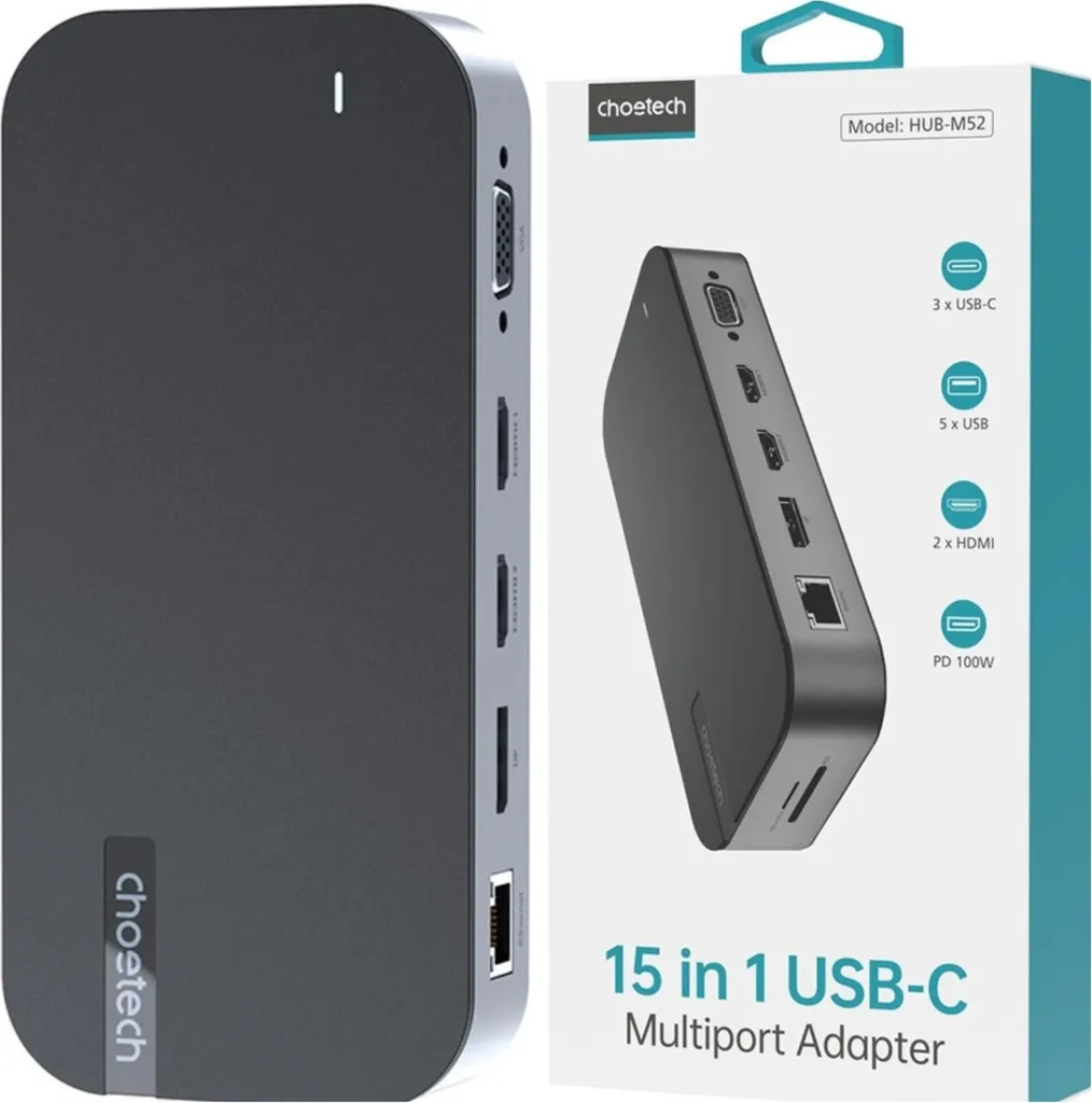 Choetech M52 USB-C Hub 15-in-1 | Station per Gaming e Lavoro 4K