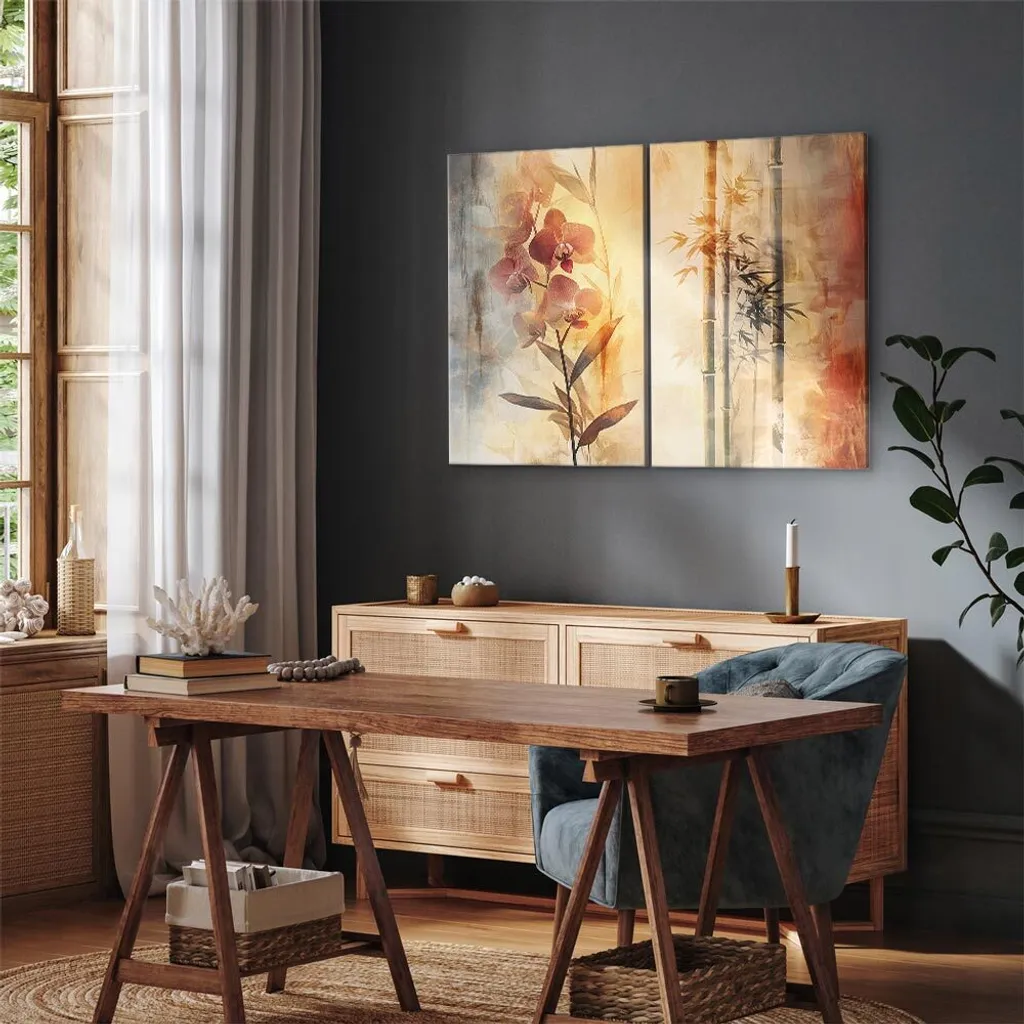 Set Quadri Astratti Murando Handart: Arte Asiatica su Tela 40x30 - 6