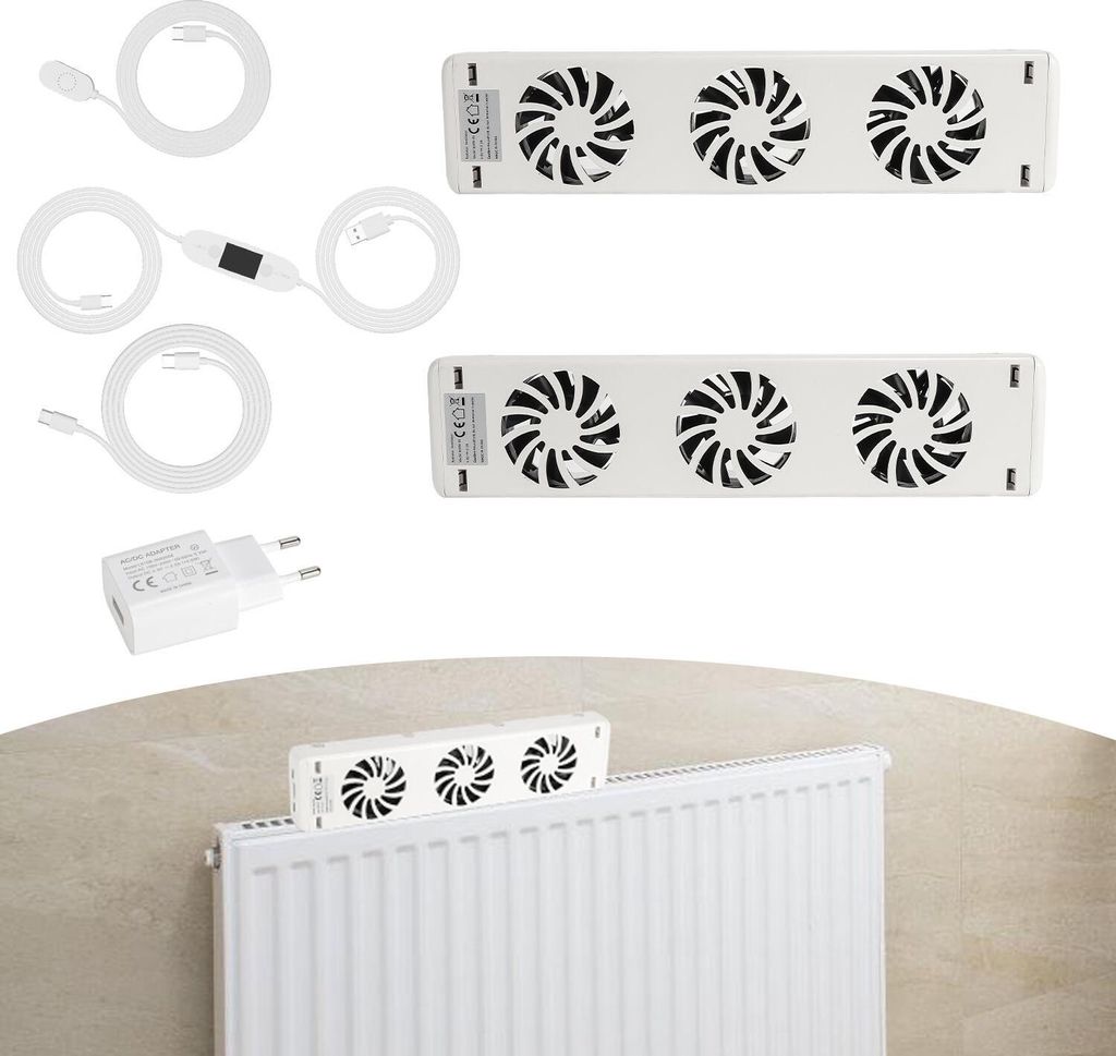 Ikodm radiatorventilator, 3 ventilatoren, set van 2, met Productafbeelding 