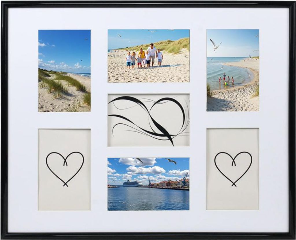 Galerie Bilderrahmen Kunststoff mit Passepartout & Klarglas Collagerahmen New Life Style - Farbe: Schwarz | Format: 7x 10x15