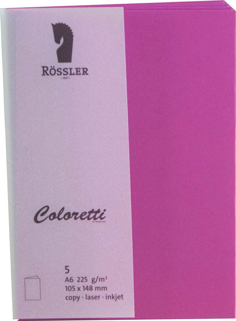 Rössler Papier 220706546 Coloretti Doppelkarte - A6 hoch, 5 Stück, amarena