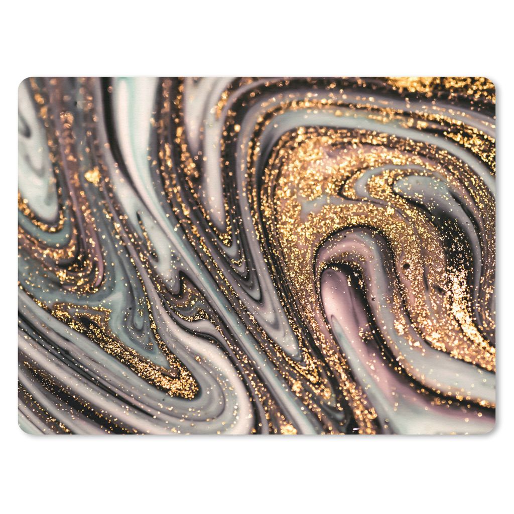 MuchoWow Mauspad Mousepad Marmoroptik - Gold - Glitter - Luxus - Marmor - Weiß 40x30 cm - Mousepads - Maus Mat - Pad - Mausunterlage - Anti Rutsch