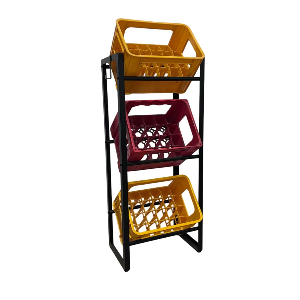 SCHULTE Regalwelt Flaschenkastenständer mit 3 Ebenen, ca. 57x115x32 cm (LxHxB), 120 Kg Feldlast, schwarz