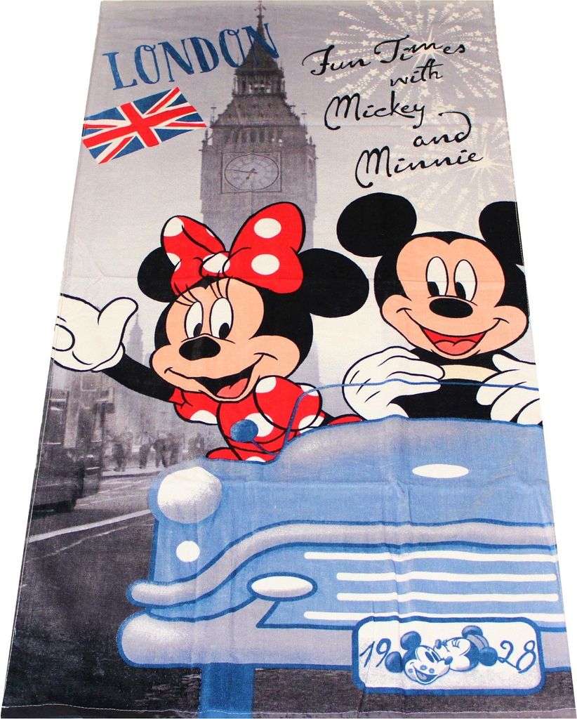 Disney Mickey Minnie Maus Handtuch London 70 x 140 cm, 100% Baumwolle