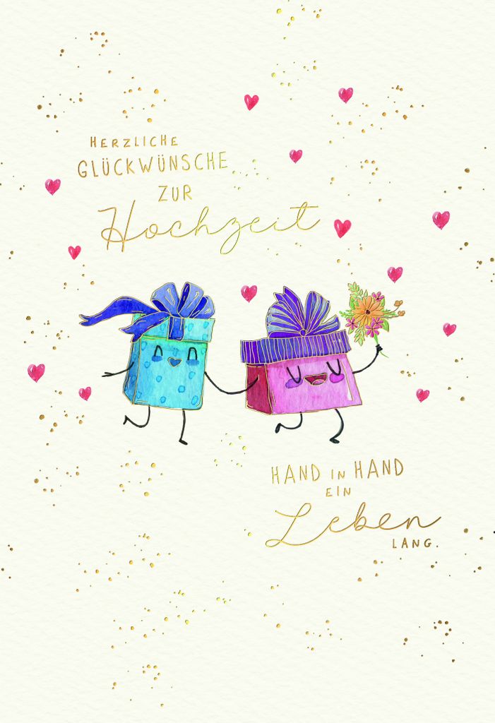 Hochzeit Skorpion's Art Karte mit Briefumschlag Hand in Hand ein Leben lang