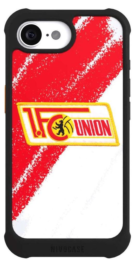 NIVOCASE Hülle für Apple iPhone 16e Stoßfeste Handyhülle NIVOmax Case Schwarz 1. FC Union Berlin Logo Offizielles Lizenzprodukt