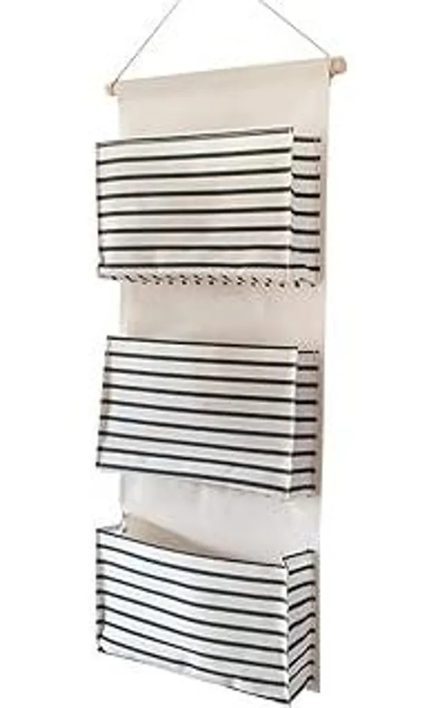 EBETA E Organizer da appendere Organizer da parete Tasca portaoggetti Tasca portaoggetti da appendere per ingresso guardaroba bagno 3 ampi scomparti (strisce blu)