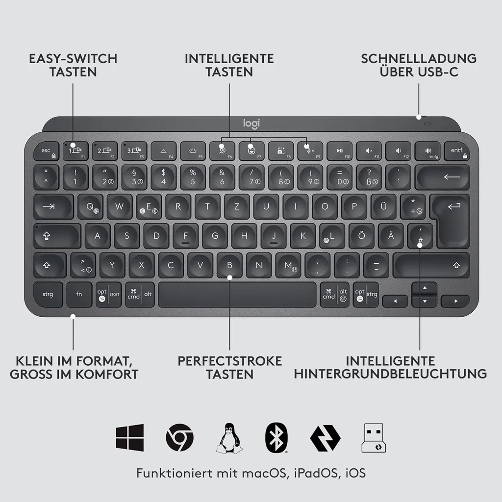 Clavier et souris Logitech MX Keys Mini Combo graphite sans fil azerty - 10