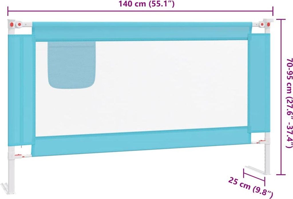 vidaXL Kleinkind-Bettschutzgitter Blau 140x25 cm Stoff Produktbild 