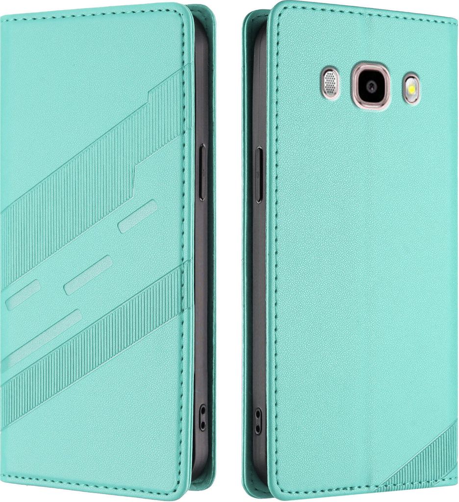 Hülle für Samsung Galaxy J5 2016, Kunstleder Brieftaschen Handyhülle mit Kartenfach und Standfunktion Türkis
