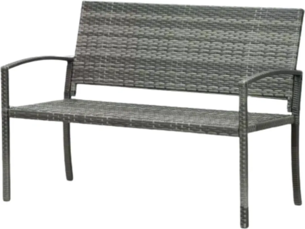 Banc de jardin 2 places gris en résine tressée et acier polyuréthane