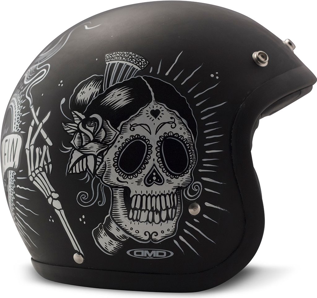 Jet Helm Cafe Racer DMD RETRO Sin Fin Schwarz Matt größe L