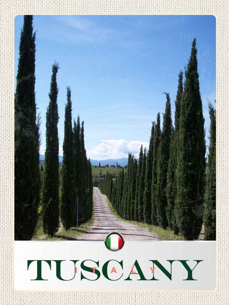 vianmo Holzschild 40x30 cm Toskana Italien Bäume Wiese Natur Bildmotiv Reisemotiv Europa