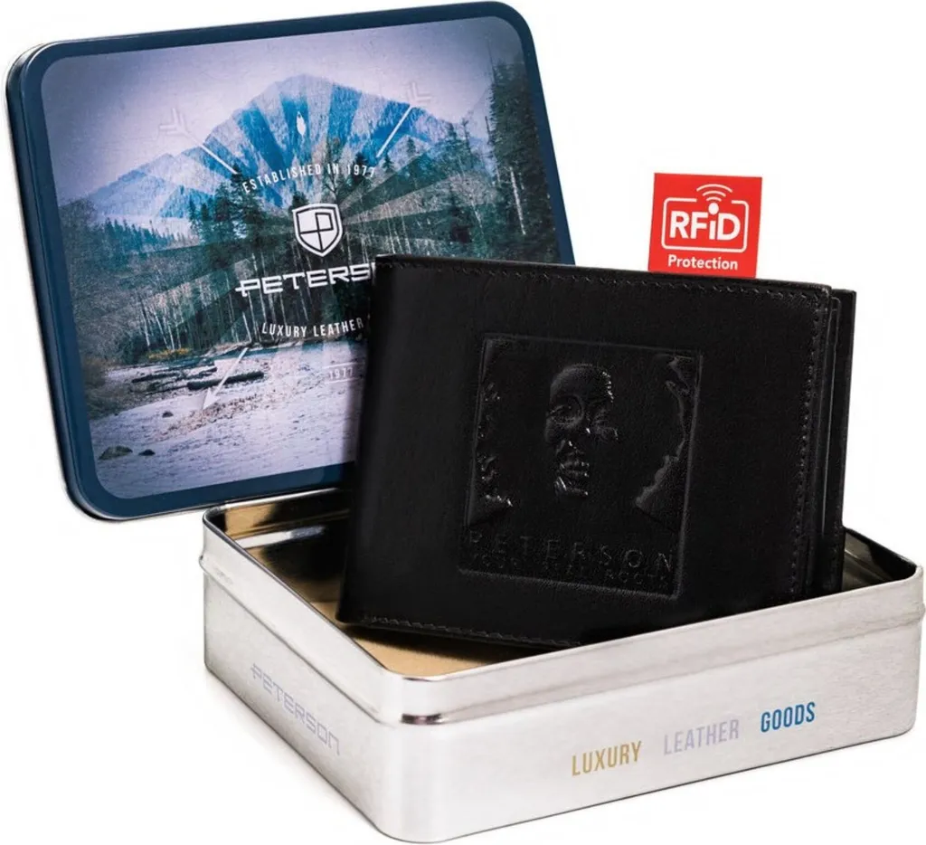 Portafoglio orizzontale da uomo con goffratura decorativa - Peterson