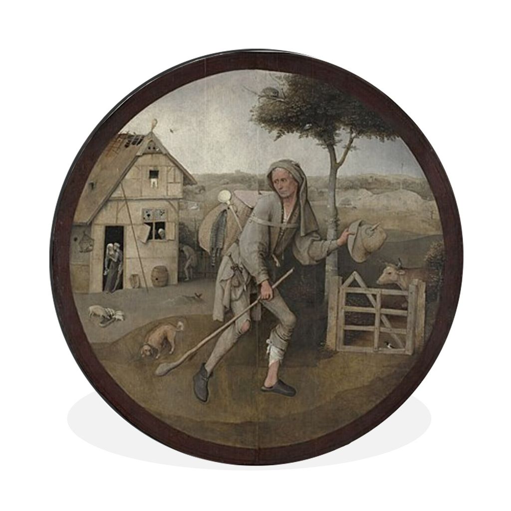 MuchoWow Aluminium Wandkreis Der Hausierer - Gemälde von Hieronymus Bosch Ø 90 cm Wanddeko Modern Wohnzimmer - Mauerkreis - Wandbilder - Runde ...
