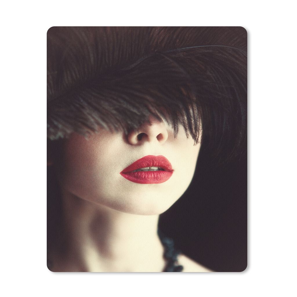MuchoWow Mauspad Mousepad Frau - Lippen - Rot - Porträt 30x40 cm - Mousepads - Maus Mat - Pad - Mausunterlage - Mausmatten