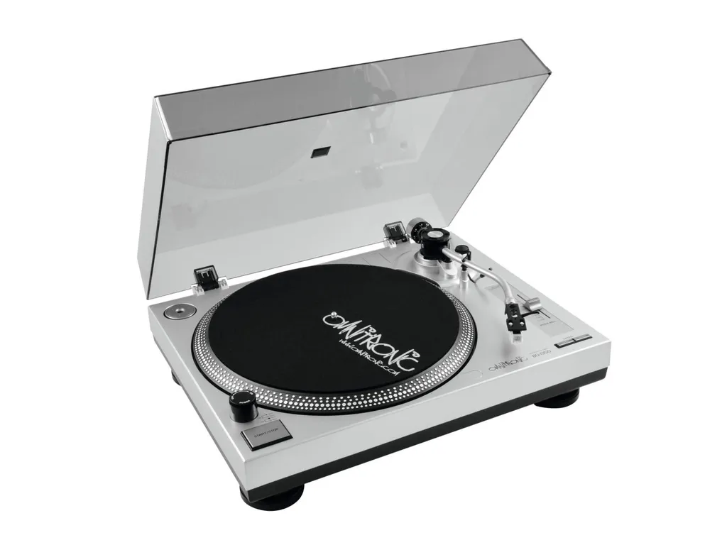 Omnitronic BD-1350 Platine Disque Argent Anti-Vibrations pour Son Analogique