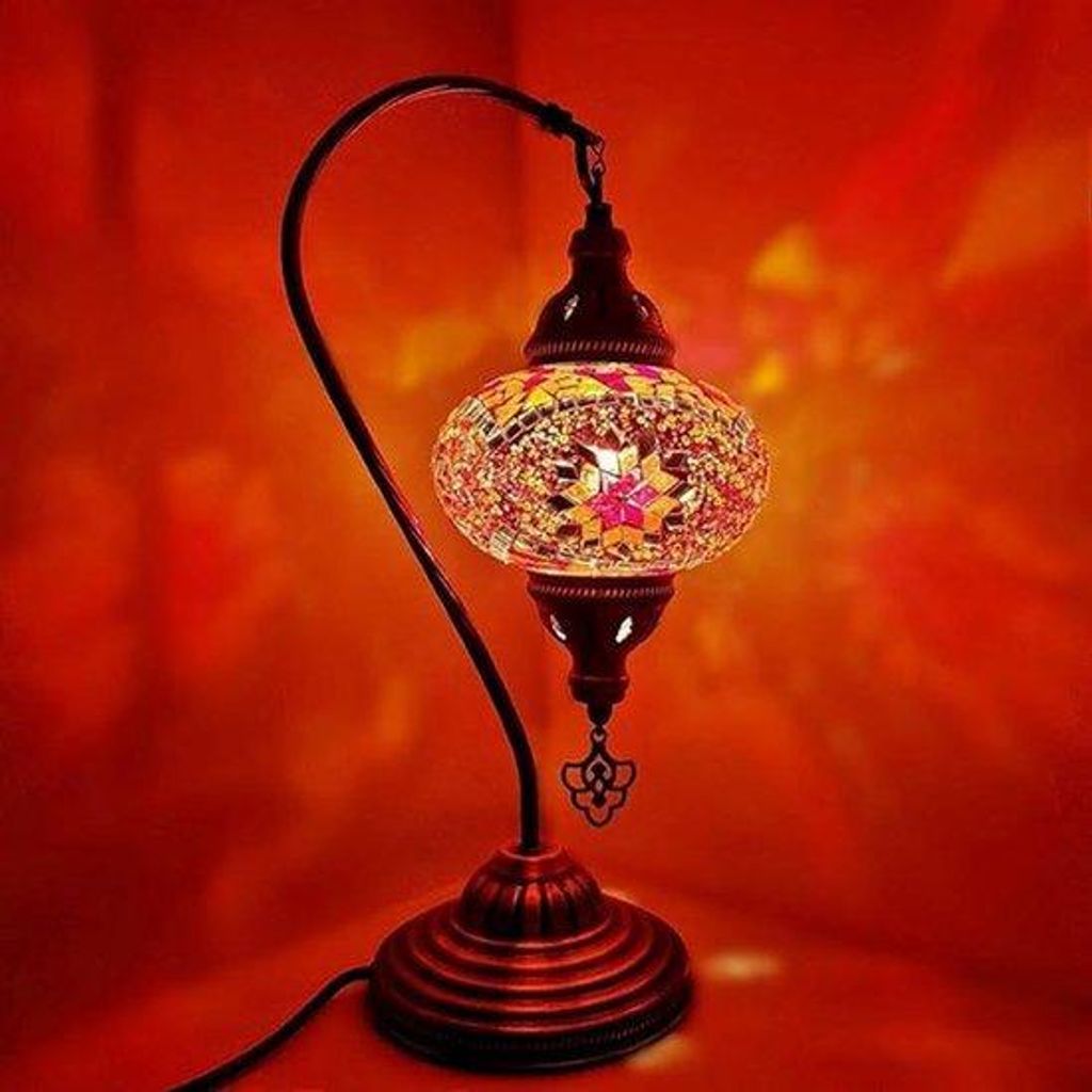 Turecka marokańska szklana lampa stołowa wielokolorowa Zdjęcie produktu 