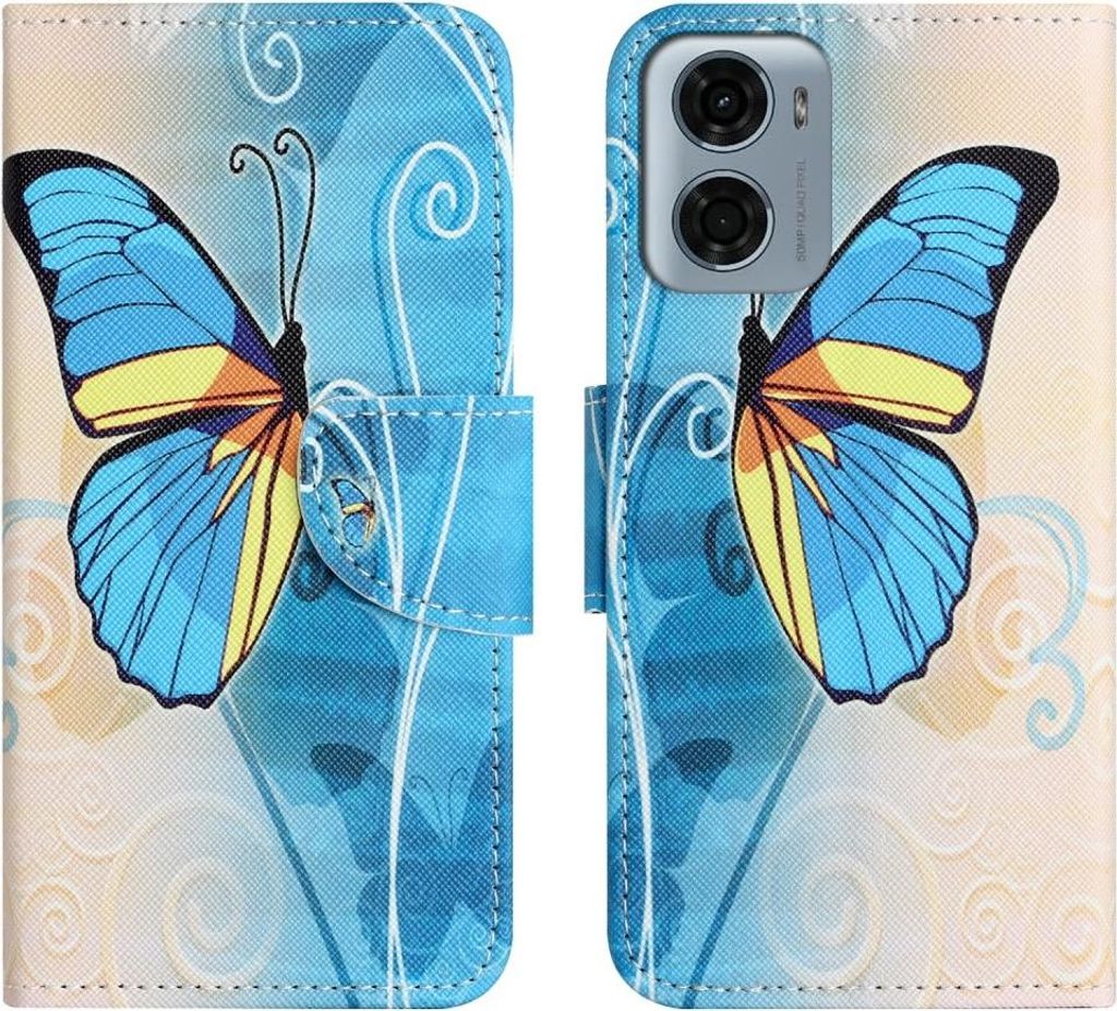 Motorola Moto G05 / E15 Hülle - Coverup Klapphülle - Blauer Schmetterling