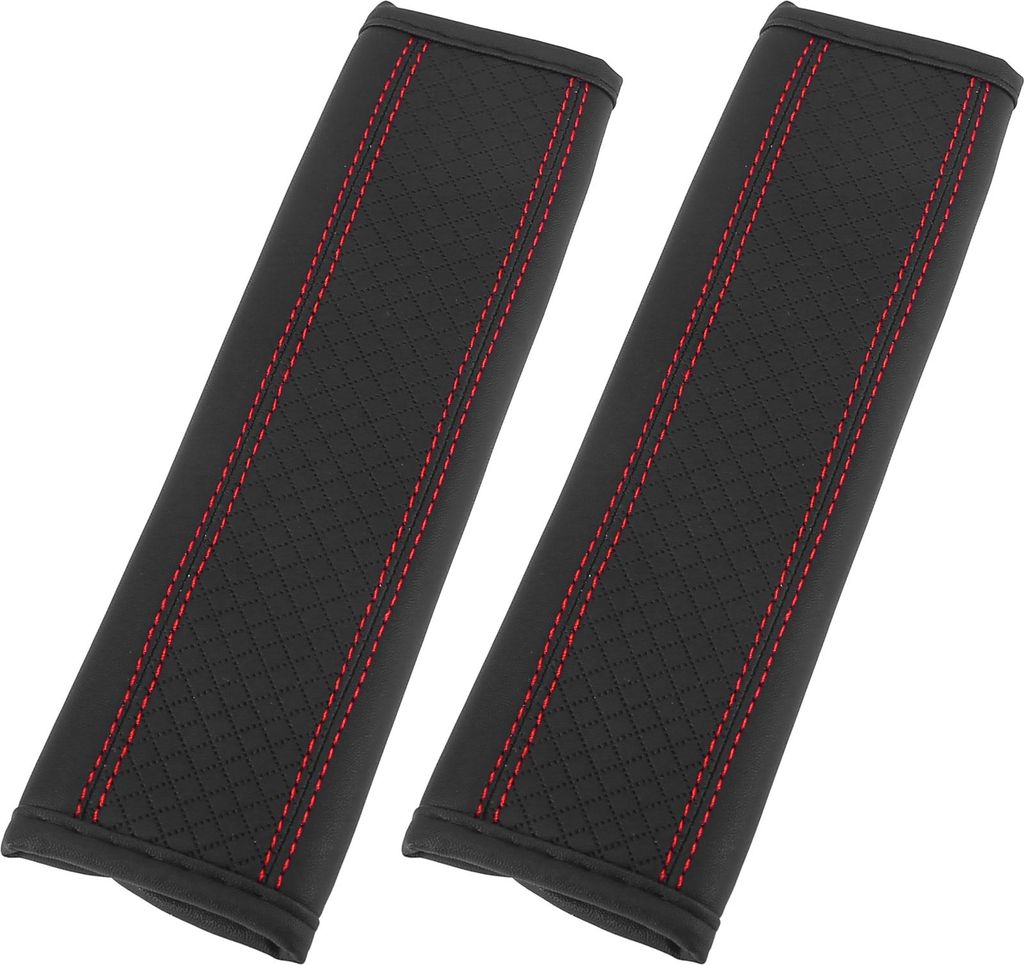 2stk. Universal Auto Sicherheitsgurt Pad Abdeckung Mikrofaser Leder Schwarz Rot