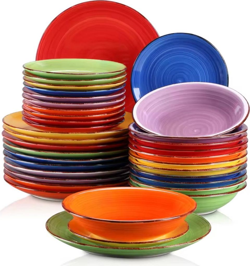 Color Tafelservices – 12 Personen – 36-teilig – Keramik – Essteller & Frühstücksteller
