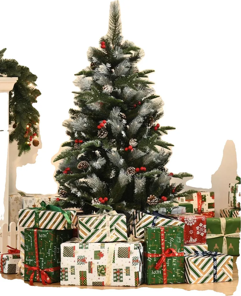 Sapin de Noël artificiel 266 branches fourni avec pommes de pin 12m