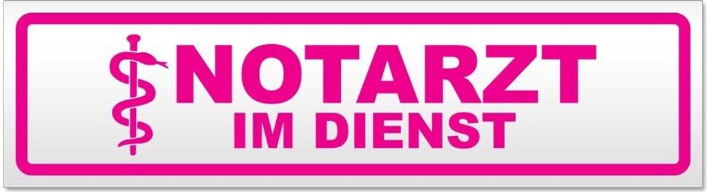 Kiwistar - Autoaufkleber - Pink - 20 x 5,3 cm - Notarzt im Dienst - Hinweis Aufkleber Sticker für Auto, Kfz, Fahrrad, PKW, LKW