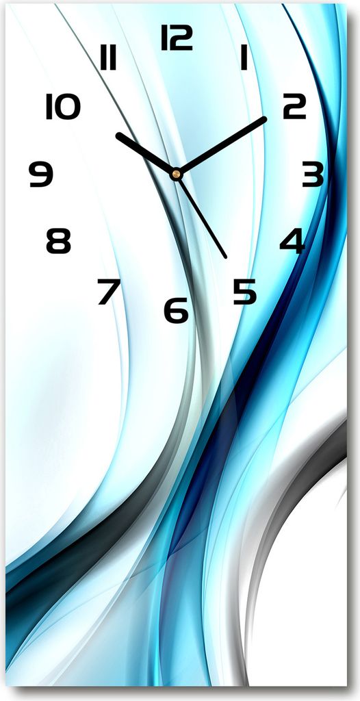 Wanduhr aus Glas – 30x60 cm - Glasbild - Glasuhr - Gehärtetes Glas -Wellenabstraktion